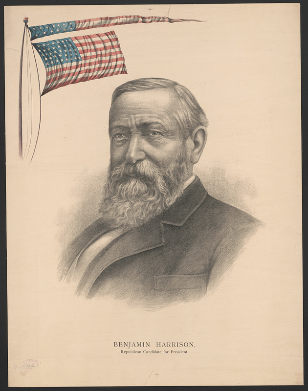 Political poster of Benjamin Harrison
