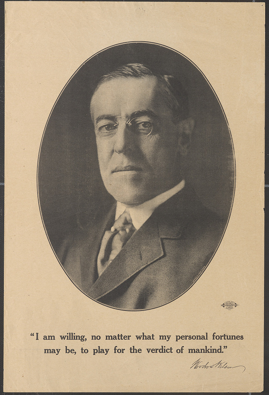 Political poster of Woodrow Wilson