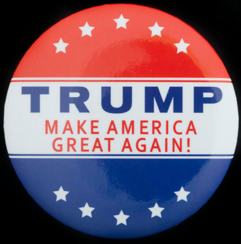 Political button for Trump 2016 campaign