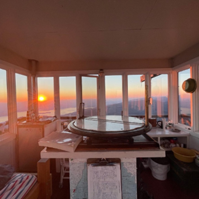 The Osborne Fire Finder in the cabin of Sundance Lookout