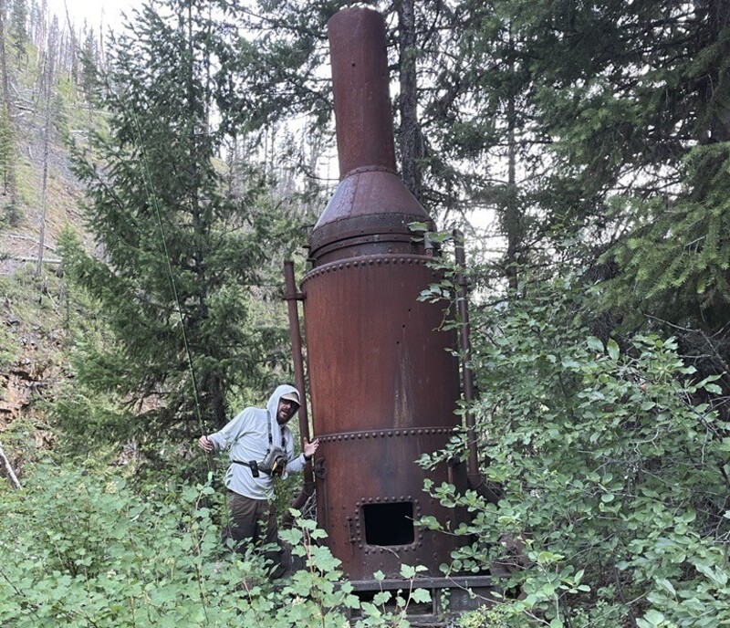 Jack Kredell with a Steam Donkey near Big Creek, Frank Church River of No Return Wilderness