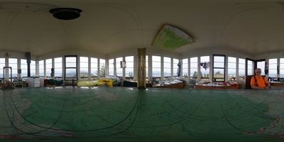 Panoramic image of the interior of Diablo Mountain lookout