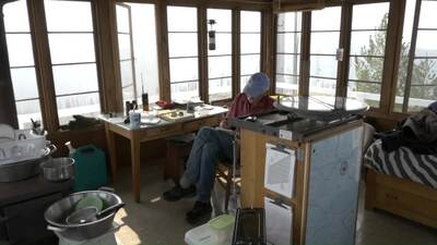 Video of Patrick McMarron recording fire conditions in July of 2021 on Hells Half Acre Fire Lookout