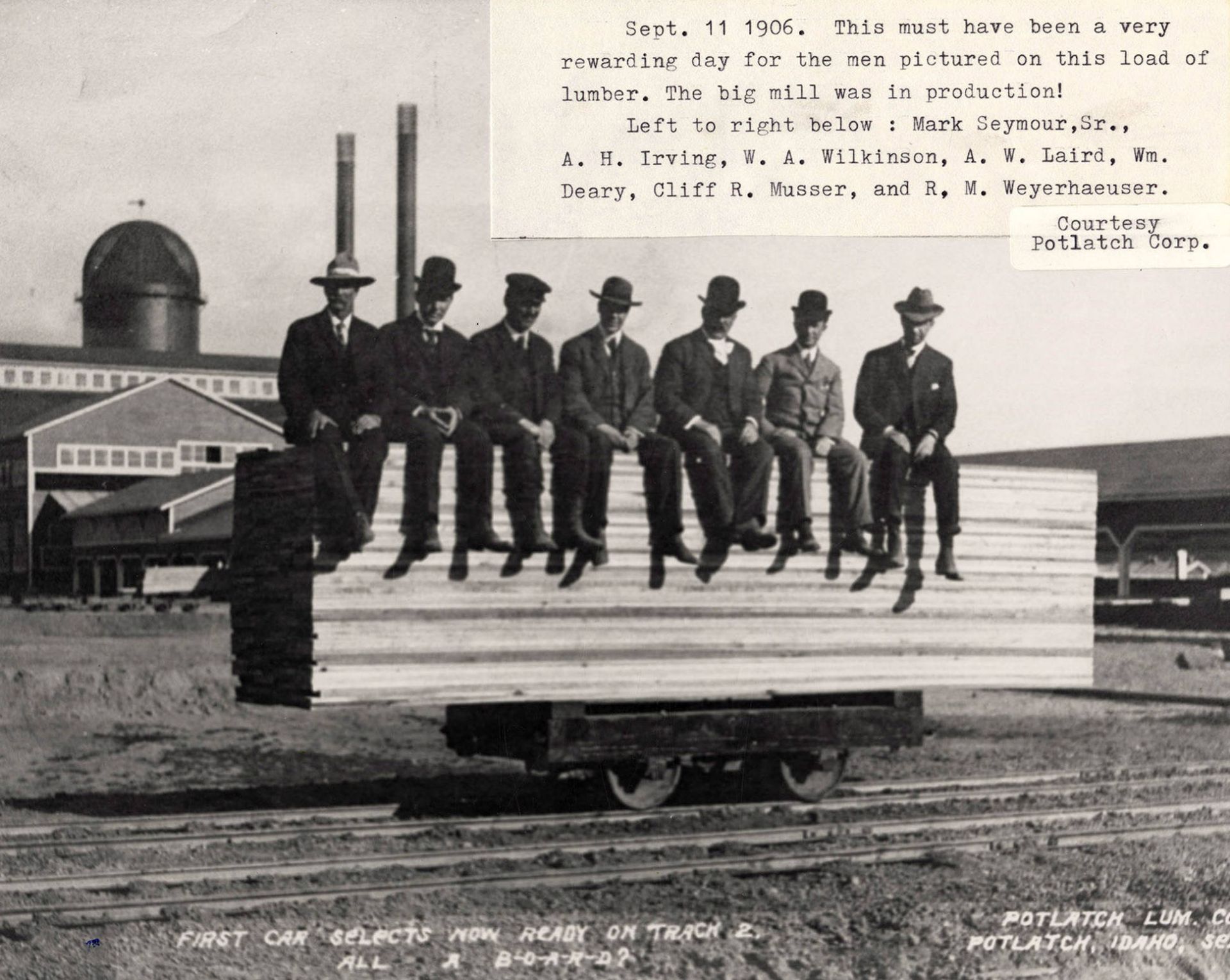The managers and designers of the Potlatch mill on the first day of production in 1906