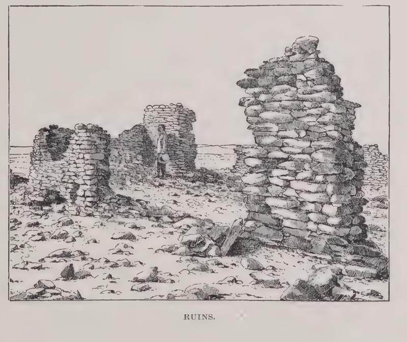 Line drawing of a Puebloan ruin from John Wesley Powell's 1875 book "Canyons of the Colorado"