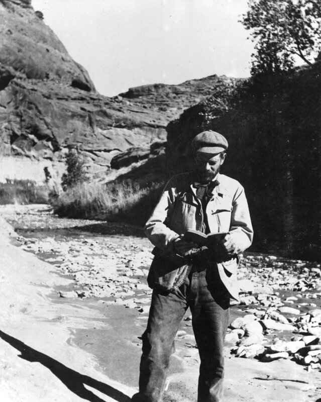 Robert Brewster Stanton in a side canyon of Glen Canyon.
