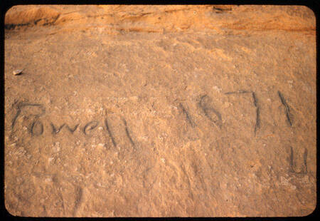 Powell's inscription carved at Music Temple in 1871