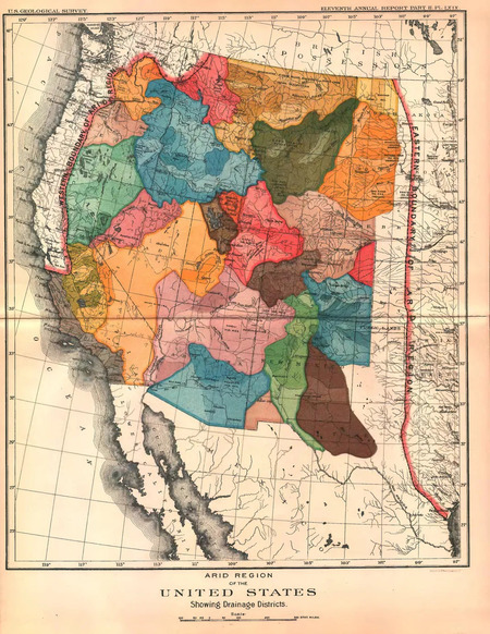 Powell’s map of the “Arid Region of the United States,” which he presented to the U.S. Senate in 1890