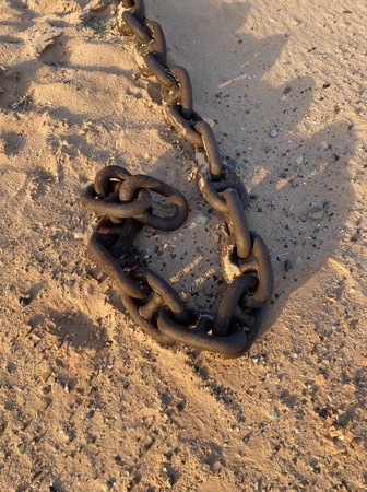 Anchor chain for boats in Lake Powell's dry bed