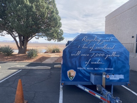 Recycling container at Lake Powell Resort calls for water conservation