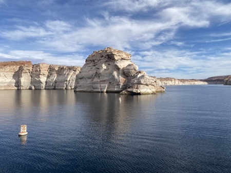 Bleached rocks reemerging out of Lake Powell
