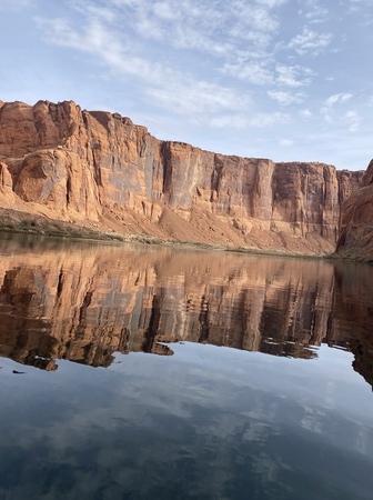 A clear blue Colorado River, below Glen Canyon Dam