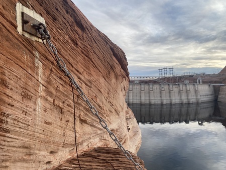 Chains tethering buoys at the Glen Canyon Dam