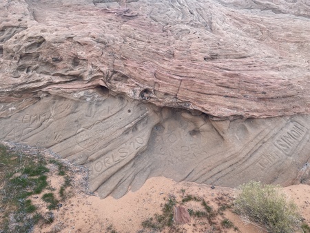 Engravings in rock formations above the Glen Canyon Dam