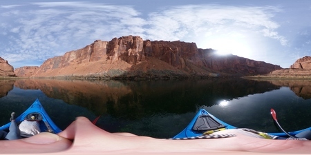 Kayaking down the Colorado River, just below Glen Canyon Dam