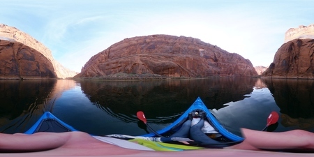 Kayaking down the Colorado River, just below Glen Canyon Dam