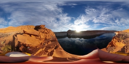 Glen Canyon Dam and bleached cliffs