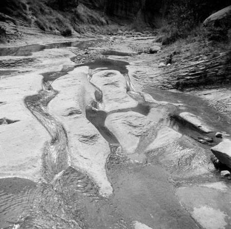 Bridge Creek flowing over Navajo Sandstone bedrock