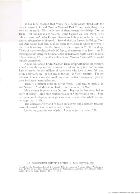 Description of the future of Lake Powell continued, from a 1965 Bureau of Reclamation Brochure titled "Lake Powell, Jewel of the Colorado"