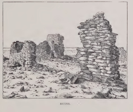 Line drawing of a Puebloan ruin from John Wesley Powell's 1875 book "Canyons of the Colorado"