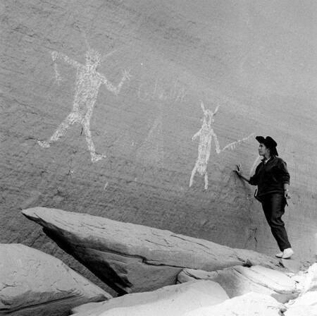 Woman with pictographs