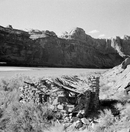 Ruins of mining cabin near Olympia Bar