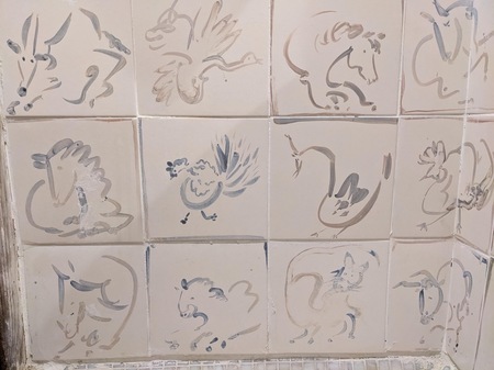 Painted tiles in Gaëtane's home