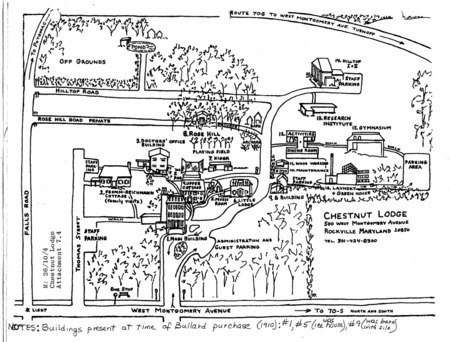 Hand drawn map of the Chestnut Lodge grounds