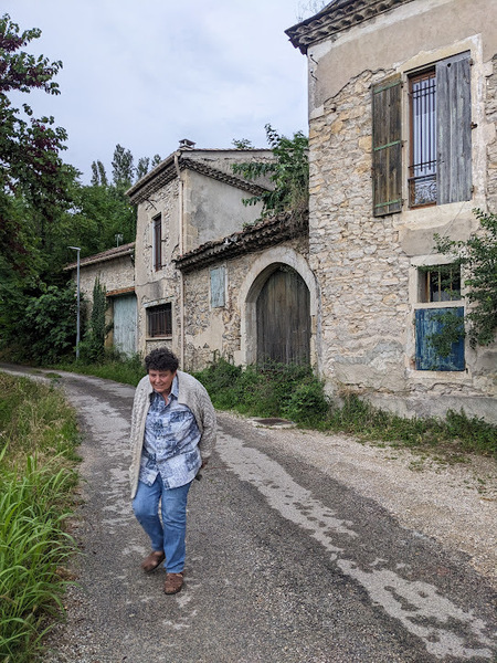 Gaëtane in front of her home