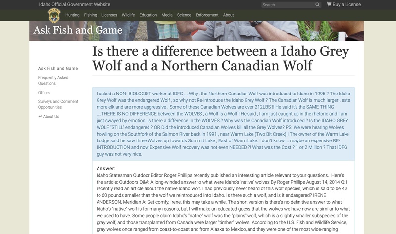 Is There a Difference between a Idaho Grey Wolf and a Northern Canadian Wolf